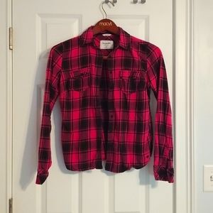 Aeropostale Plaid Button Up, Size M, Pink/Black